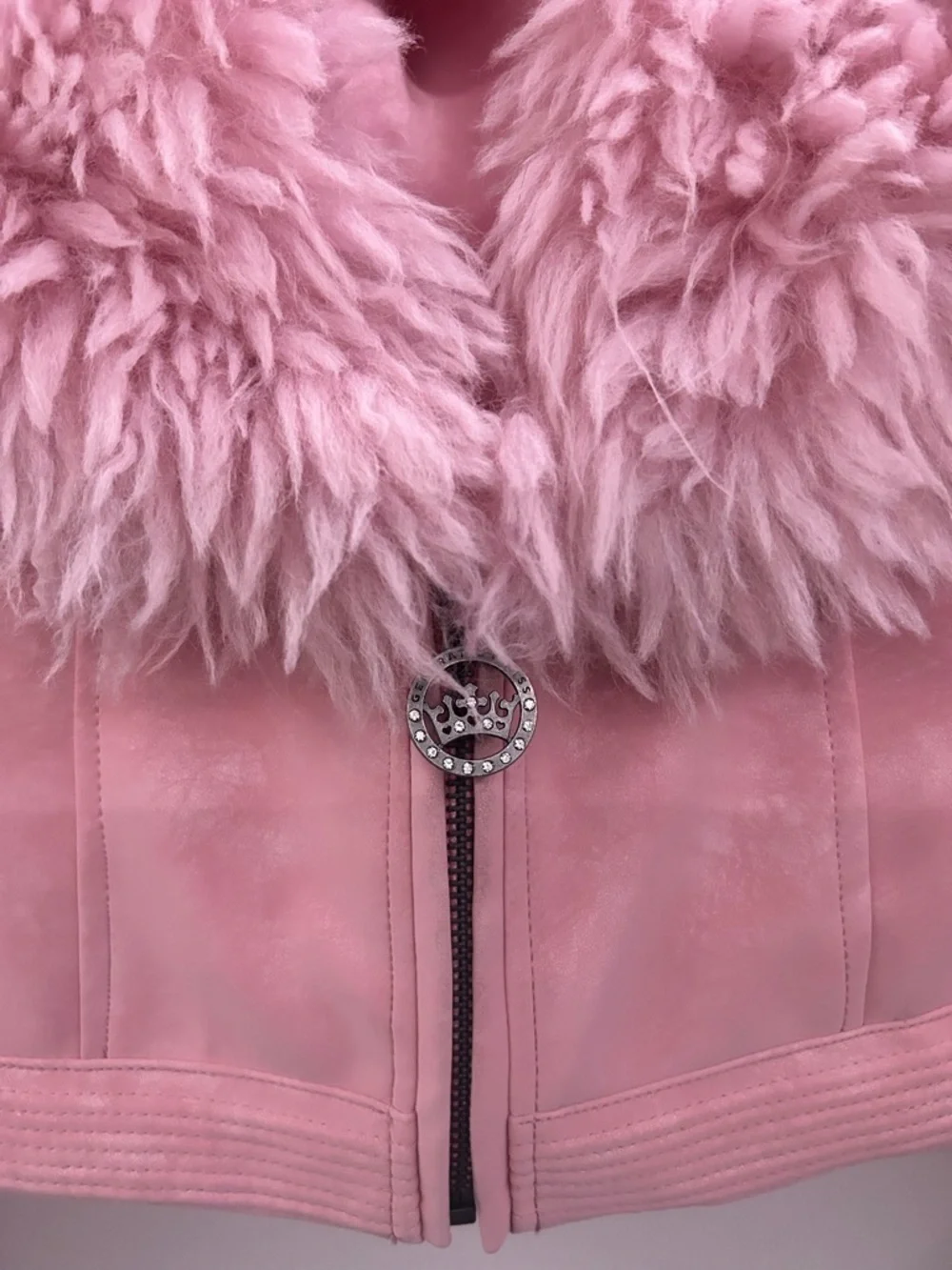 Dolls Kill Covet Moto Faux Fur Trim Jacket - Pink (Small) - Picture 6 of 7